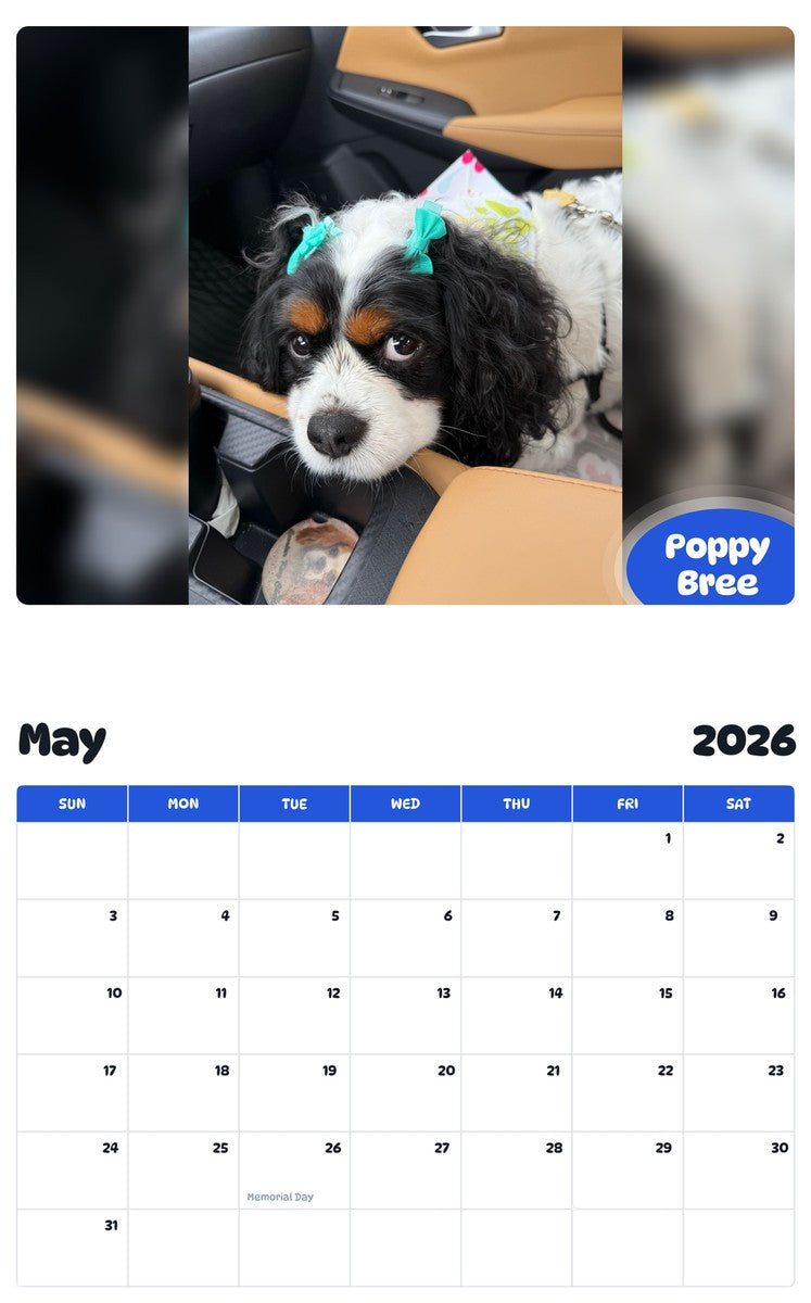 2026 - 2027 Poppy Bree - Pawidols Pet Calendar
