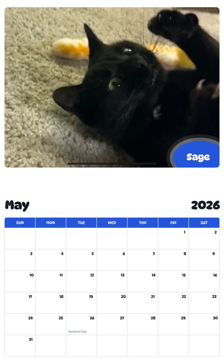 2026 - 2027 Sage - Pawidols Pet Calendar