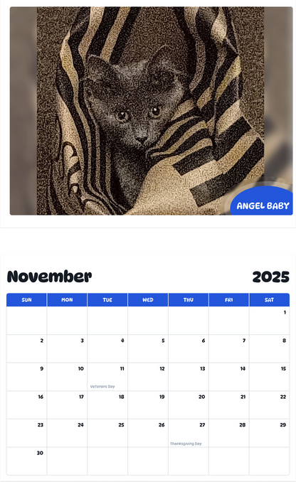 July 2025 - June 2026 Angel Baby - Pawidols Pet Calendar