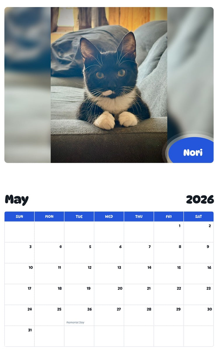 2026 - 2027 Nori - Pawidols Pet Calendar