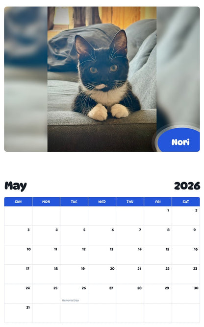 2026 - 2027 Nori - Pawidols Pet Calendar