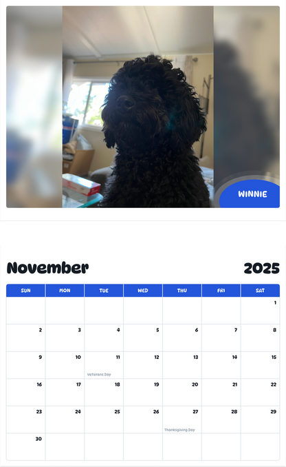 July 2025 - June 2026 Winnie - Pawidols Pet Calendar