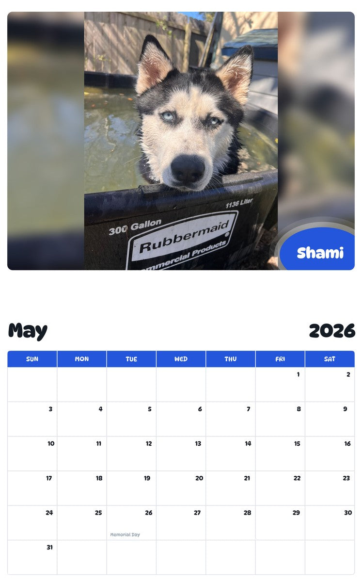 2026 - 2027 Shami - Pawidols Pet Calendar
