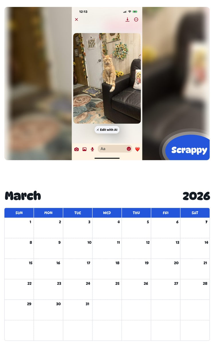 November 2025 - October 2026 Scrappy - Pawidols Pet Calendar
