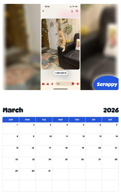 November 2025 - October 2026 Scrappy - Pawidols Pet Calendar