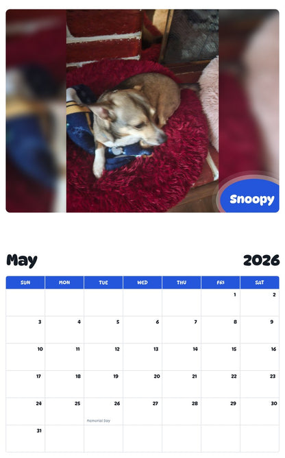 2026 - 2027 Snoopy - Pawidols Pet Calendar