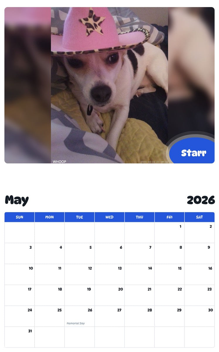 2026 - 2027 Starr - Pawidols Pet Calendar