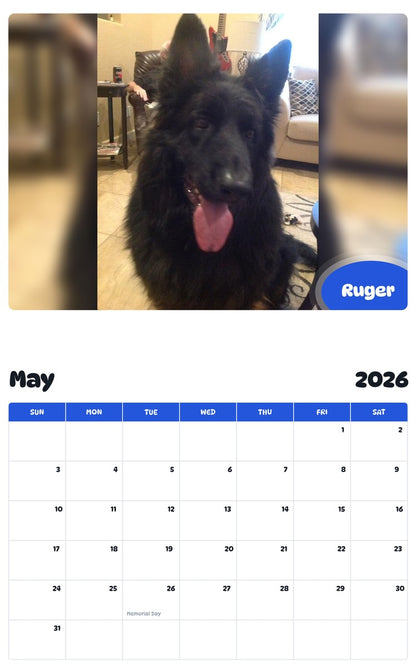 2026 - 2027 Ruger - Pawidols Pet Calendar