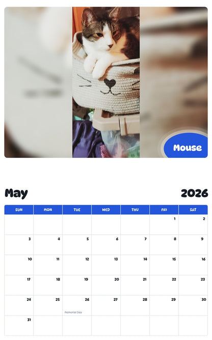 2026 - 2027 Mouse - Pawidols Pet Calendar