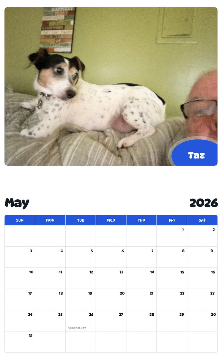 2026 - 2027 Taz - Pawidols Pet Calendar
