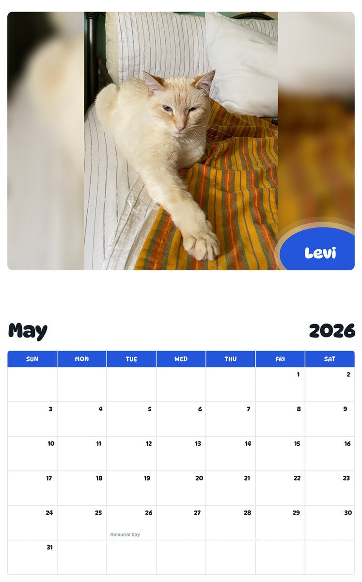 2026 - 2027 Levi - Pawidols Pet Calendar