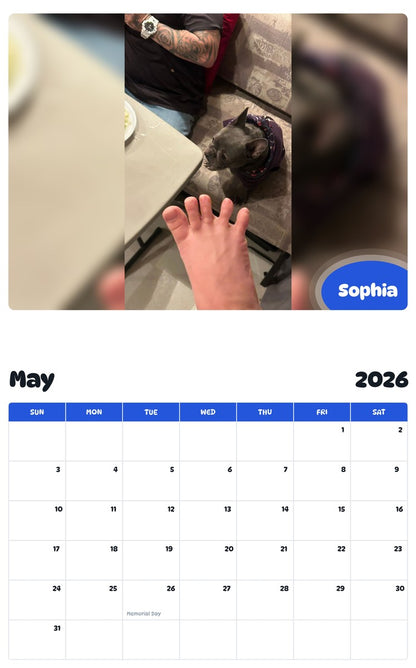 2026 - 2027 Sophia - Pawidols Pet Calendar
