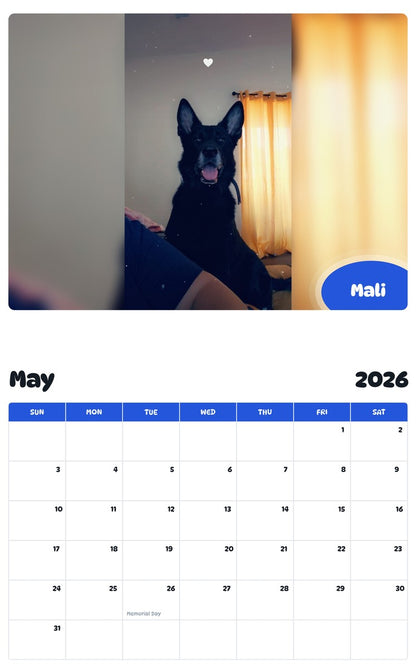 2026 - 2027 Mali - Pawidols Pet Calendar