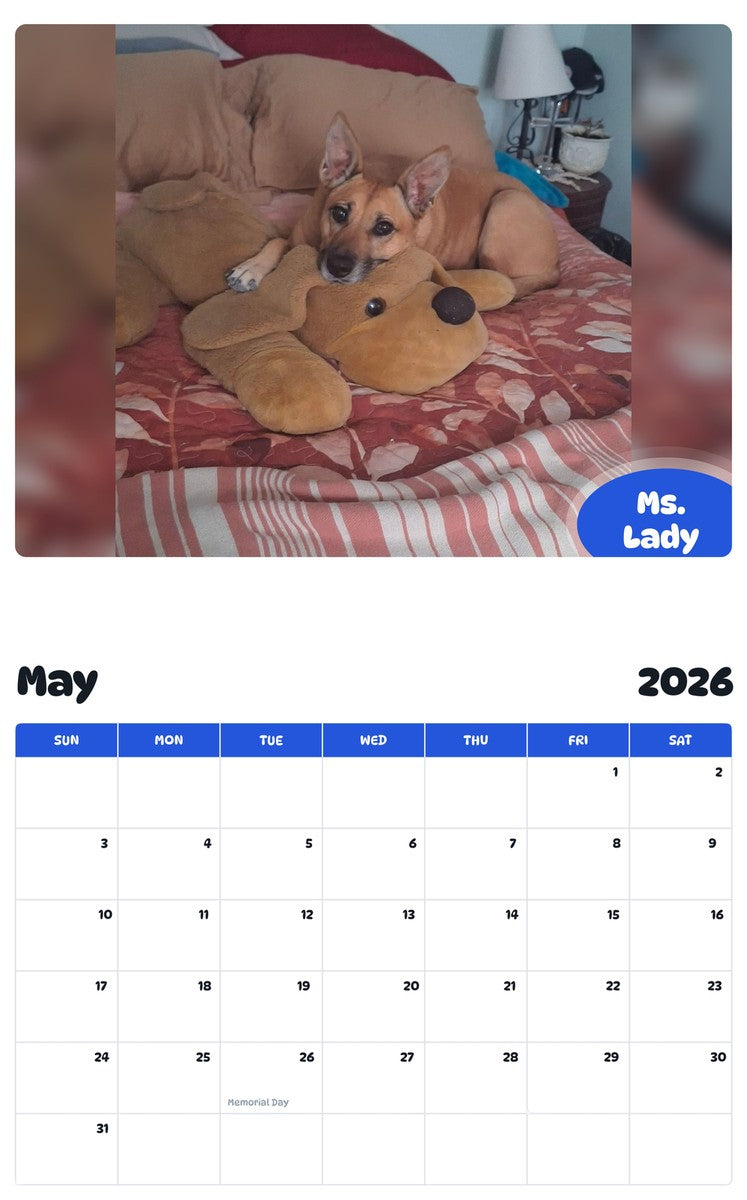 2026 - 2027 Ms. Lady - Pawidols Pet Calendar