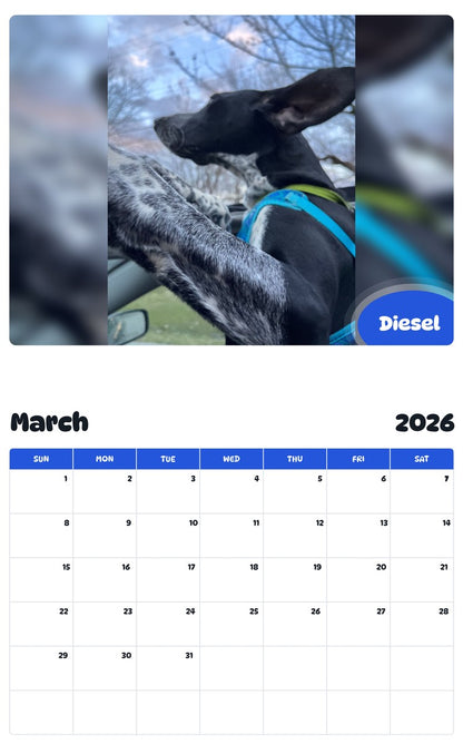 November 2025 - October 2026 Diesel - Pawidols Pet Calendar