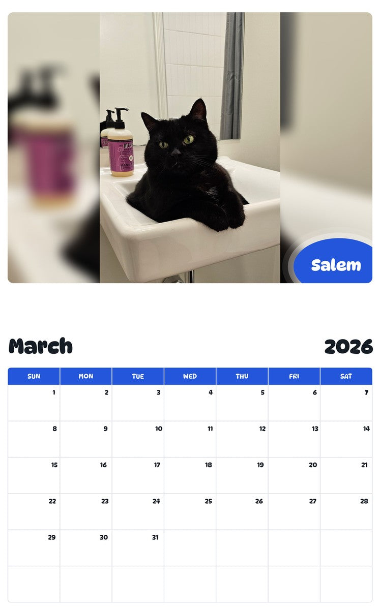 November 2025 - October 2026 Salem - Pawidols Pet Calendar
