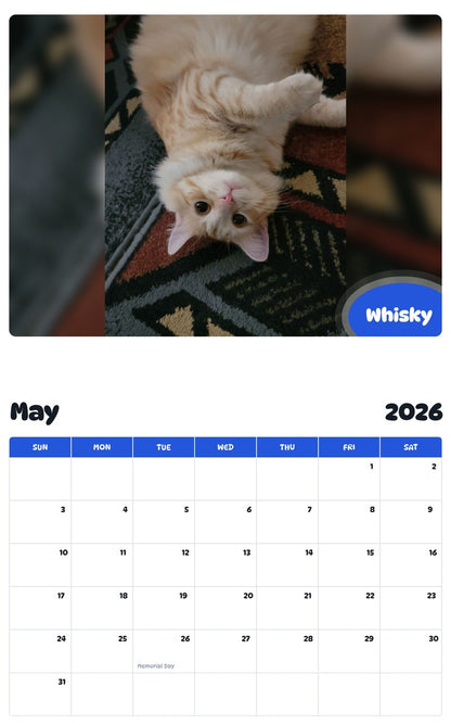 2026 - 2027 Whisky - Pawidols Pet Calendar
