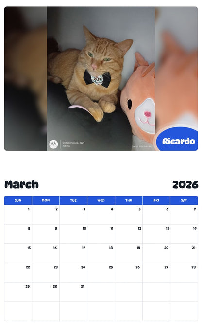 November 2025 - October 2026 Ricardo - Pawidols Pet Calendar