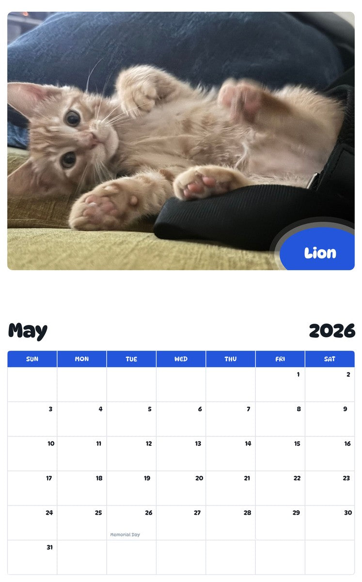 2026 - 2027 Lion - Pawidols Pet Calendar