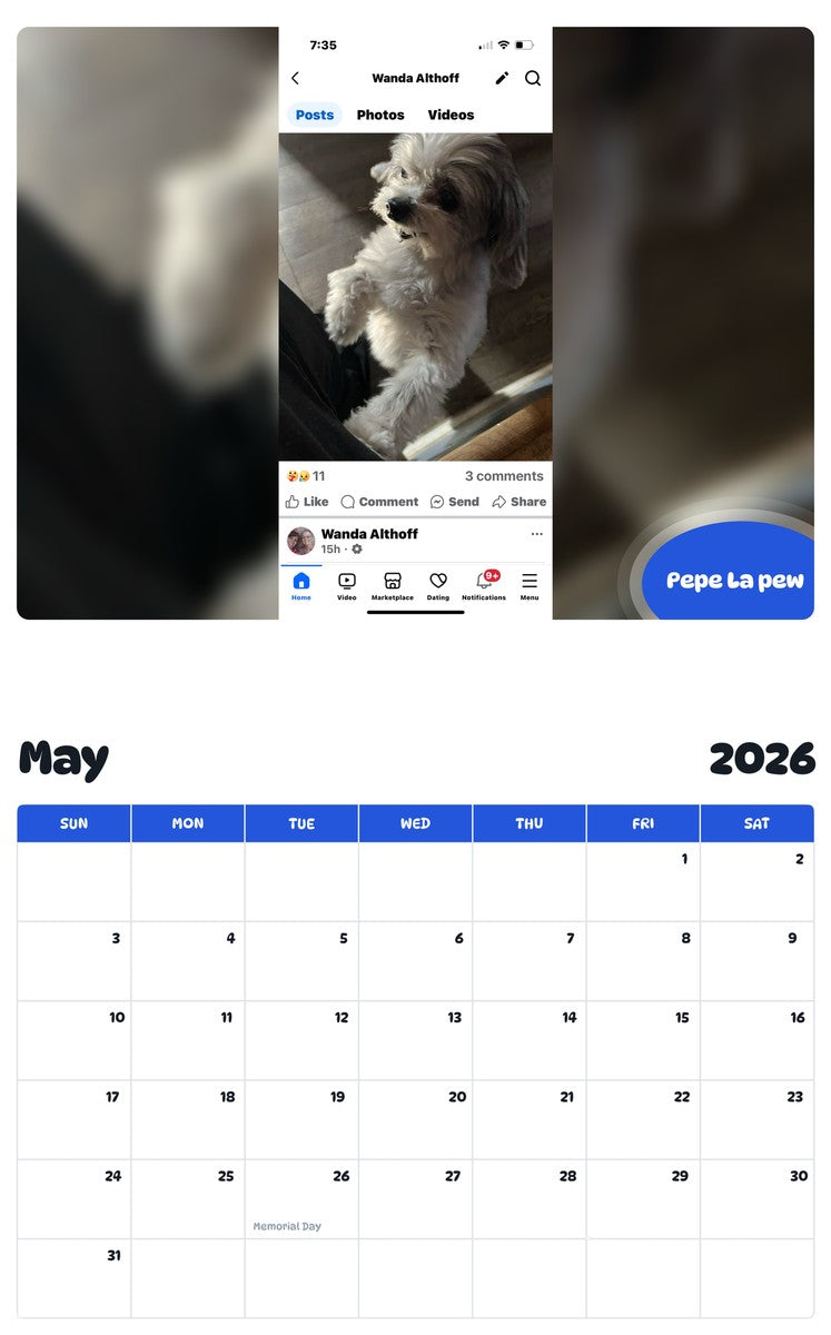 2026 - 2027 Pepe La pew - Pawidols Pet Calendar