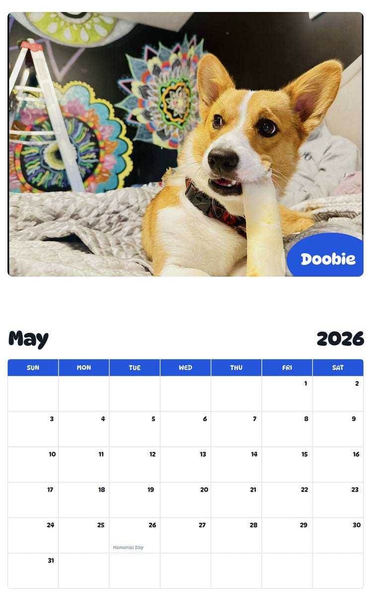 2026 - 2027 Doobie - Pawidols Pet Calendar