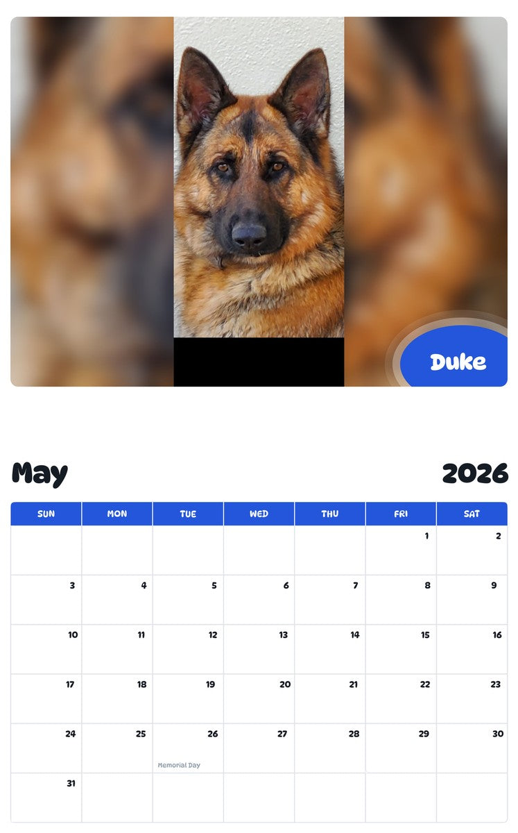 2026 - 2027 Duke - Pawidols Pet Calendar