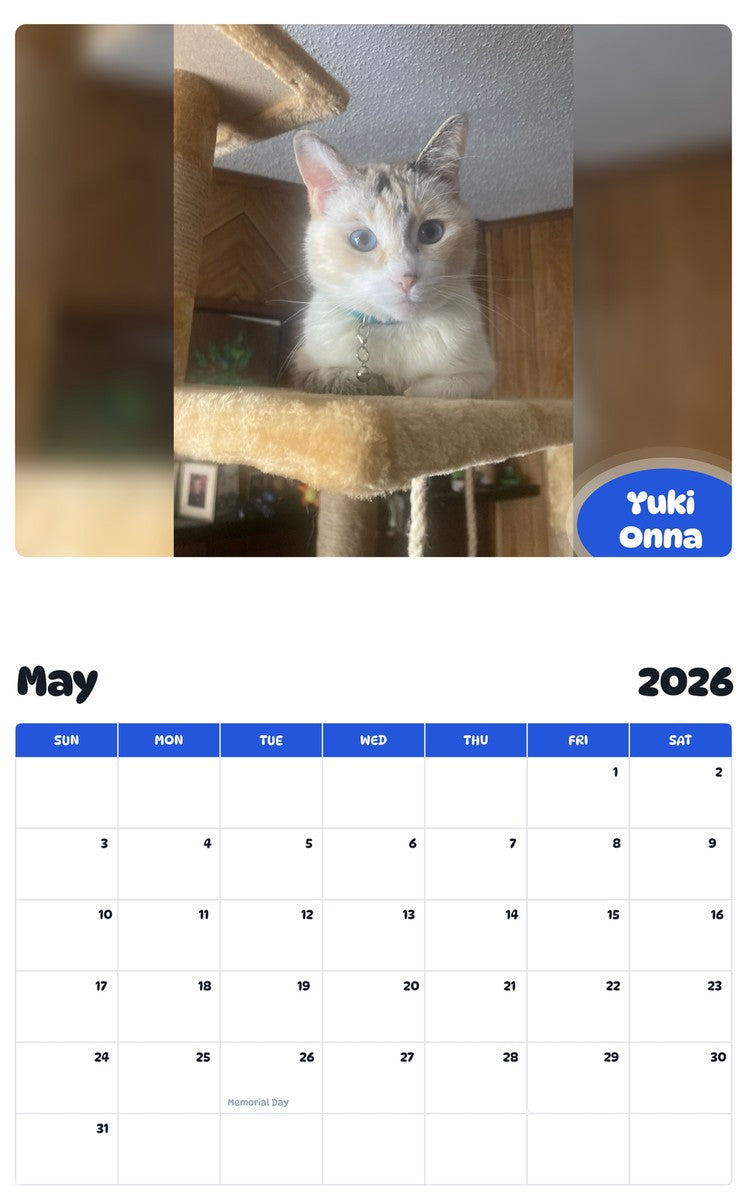 2026 - 2027 Yuki Onna - Pawidols Pet Calendar