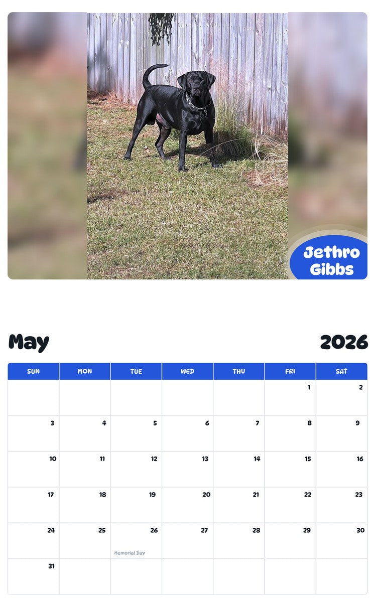 2026 - 2027 Jethro Gibbs - Pawidols Pet Calendar
