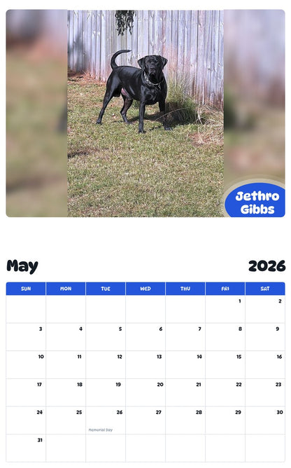 2026 - 2027 Jethro Gibbs - Pawidols Pet Calendar