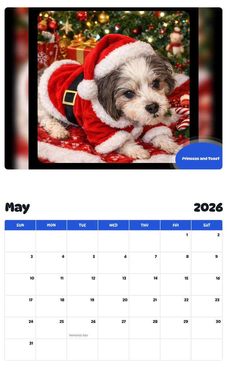 2026 - 2027 Princess and Toast - Pawidols Pet Calendar