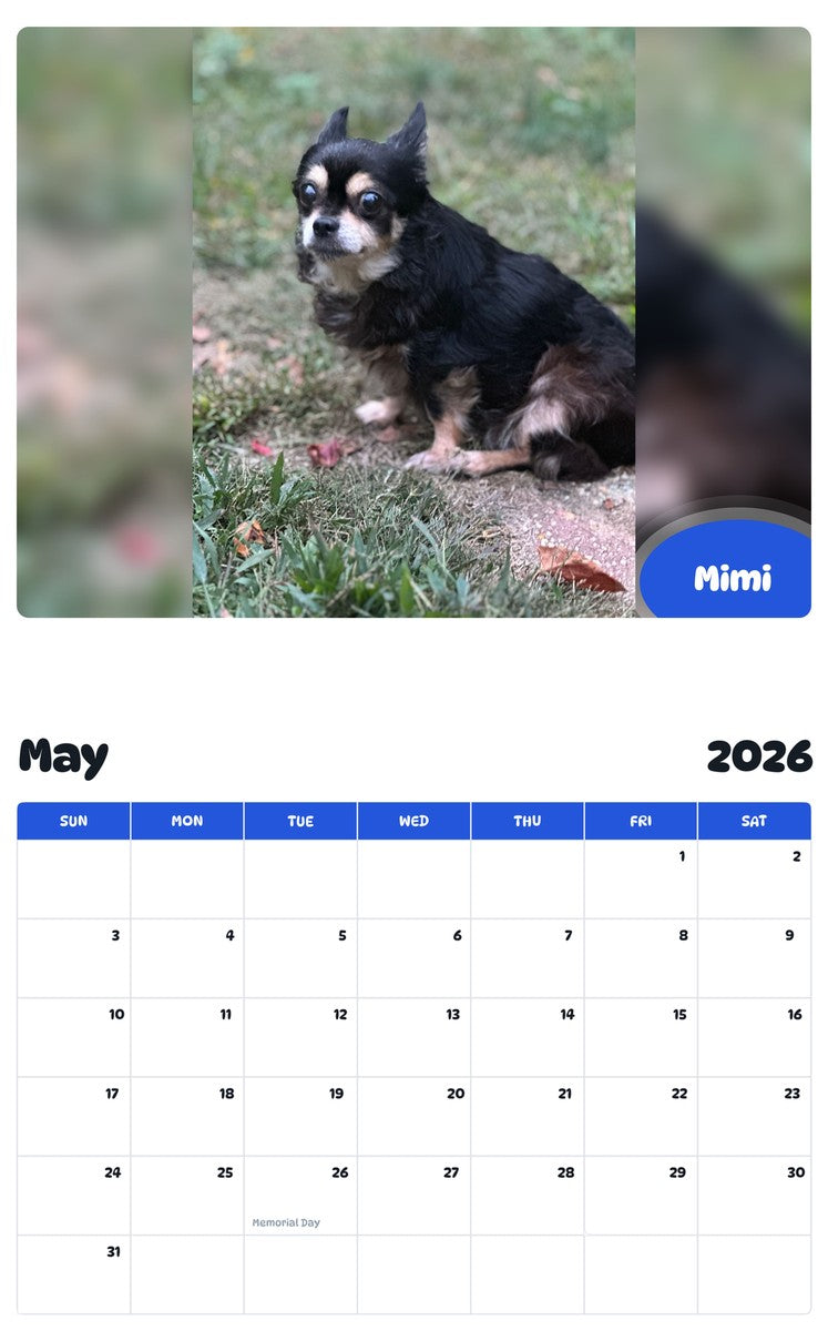 2026 - 2027 Mimi - Pawidols Pet Calendar