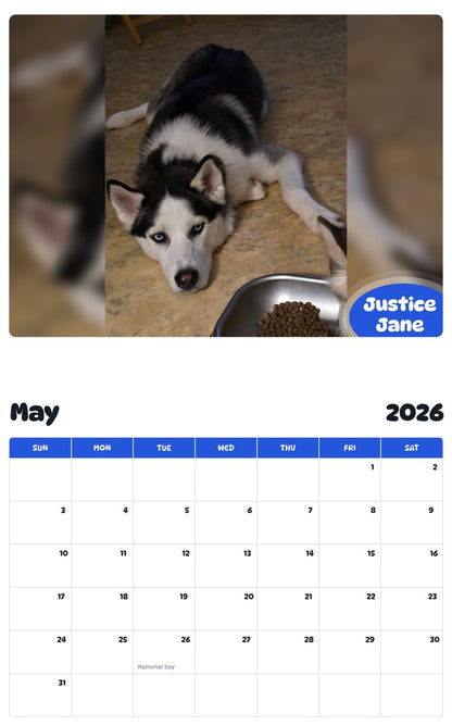 2026 - 2027 Justice Jane - Pawidols Pet Calendar