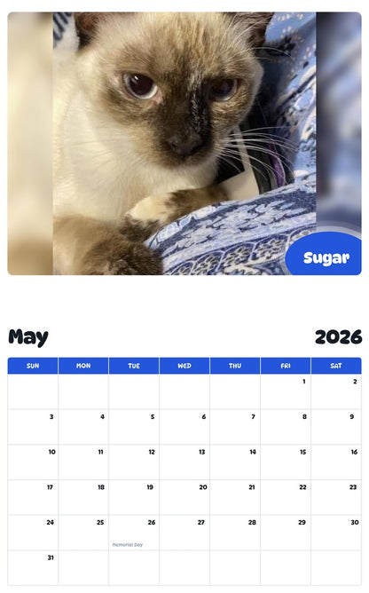 2026 - 2027 Sugar - Pawidols Pet Calendar