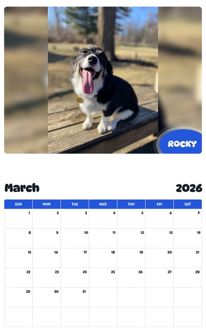 November 2025 - October 2026 ROCKY - Pawidols Pet Calendar