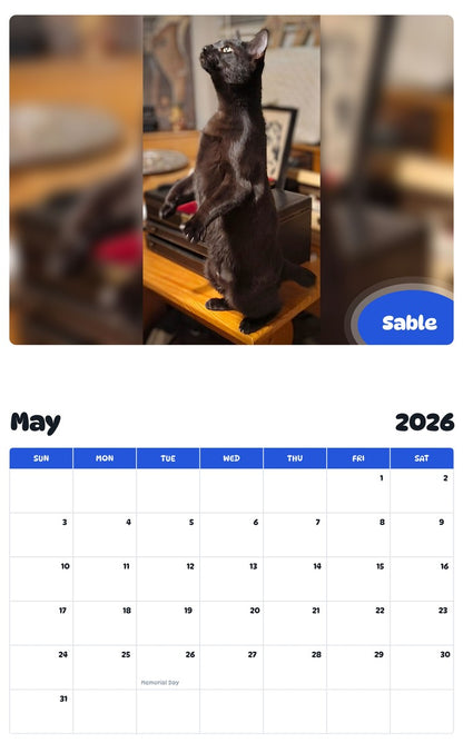 2026 - 2027 Sable - Pawidols Pet Calendar