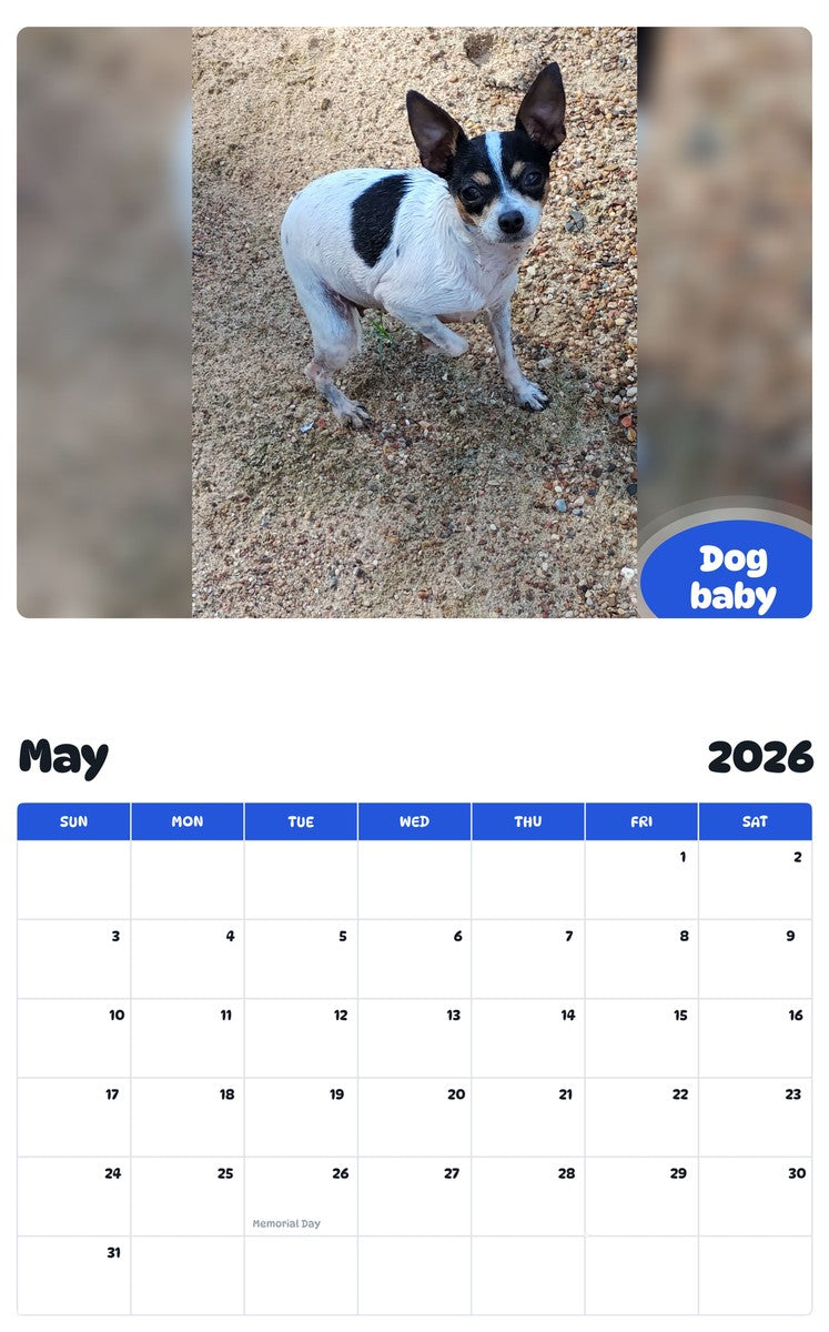 2026 - 2027 Dog baby - Pawidols Pet Calendar