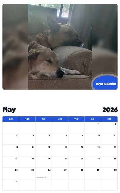 2026 - 2027 Kiya & Simba - Pawidols Pet Calendar