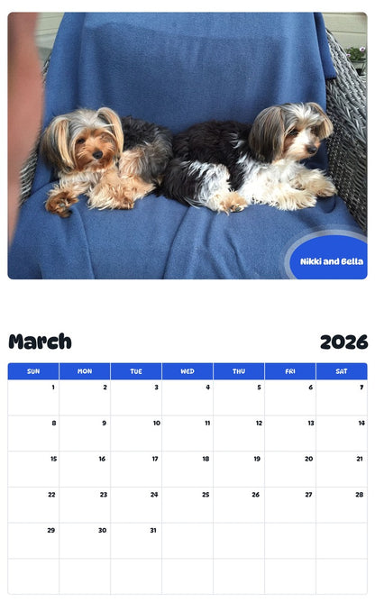 November 2025 - October 2026 Nikki and Bella - Pawidols Pet Calendar