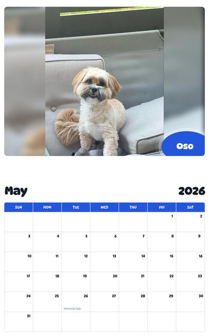2026 - 2027 Oso - Pawidols Pet Calendar
