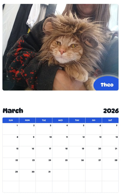 November 2025 - October 2026 Theo - Pawidols Pet Calendar