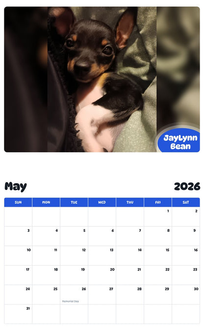 2026 - 2027 JayLynn Bean - Pawidols Pet Calendar