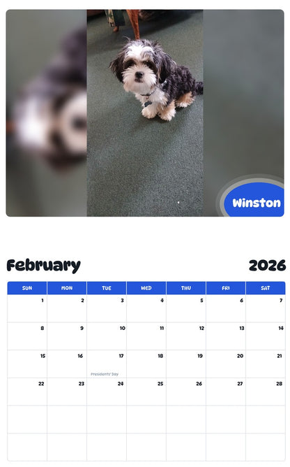 October 2025 - September 2026 Winston - Pawidols Pet Calendar