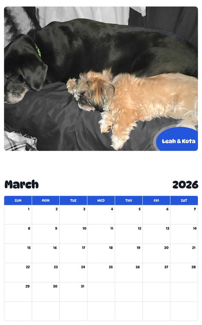 November 2025 - October 2026 Leah & Kota - Pawidols Pet Calendar