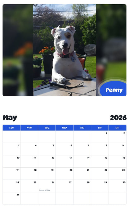 2026 - 2027 Penny - Pawidols Pet Calendar
