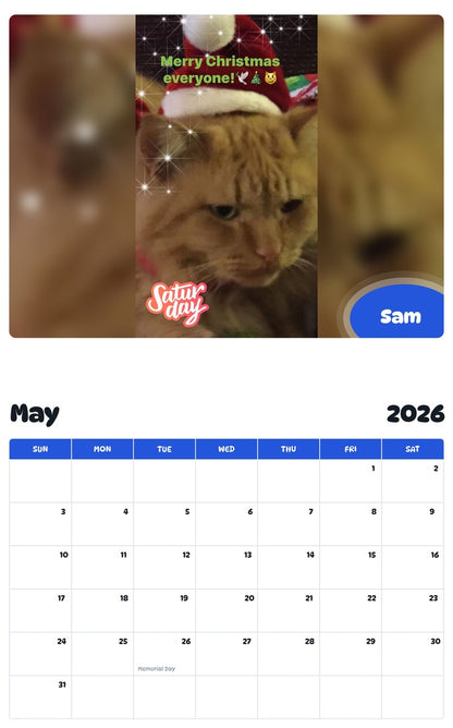 2026 - 2027 Sam - Pawidols Pet Calendar