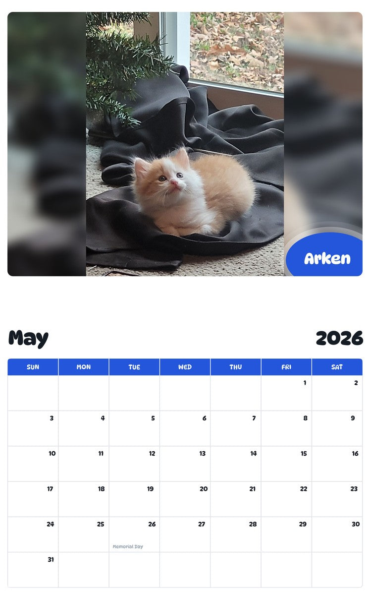 2026 - 2027 Arken - Pawidols Pet Calendar