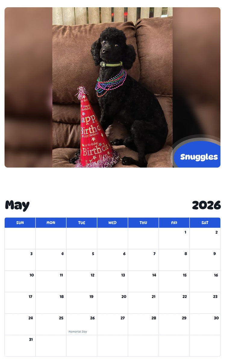 2026 - 2027 Snuggles - Pawidols Pet Calendar