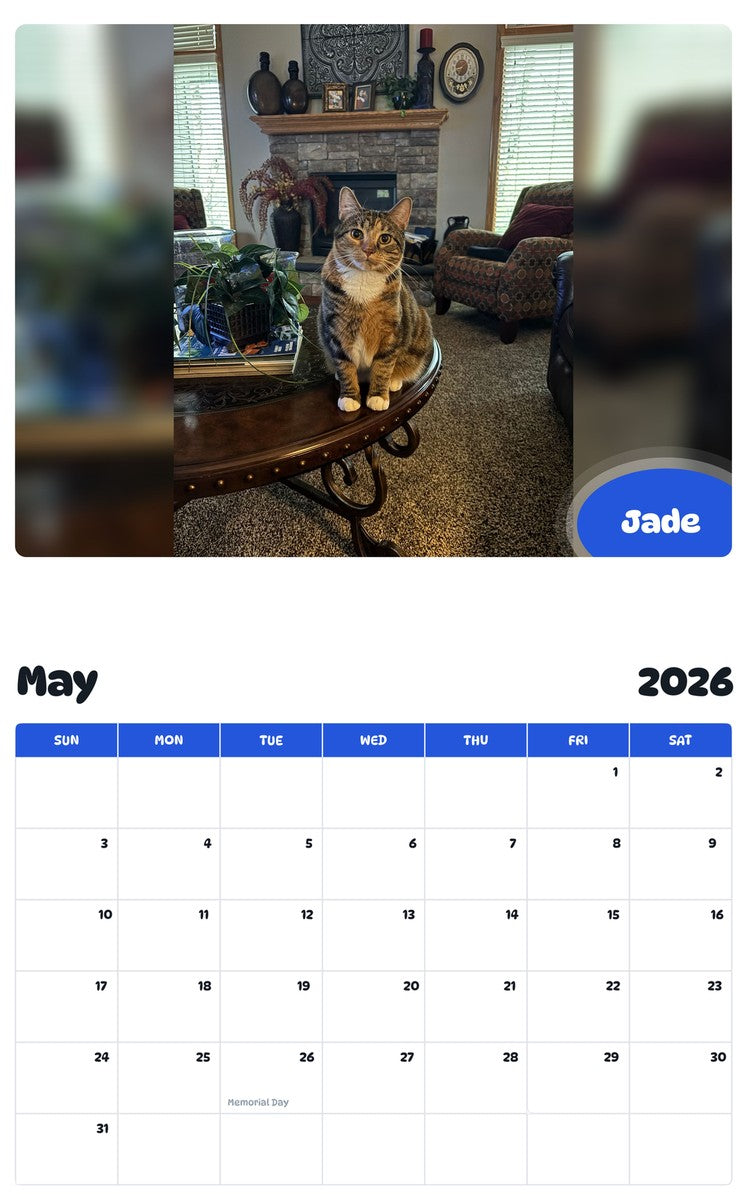 2026 - 2027 Jade - Pawidols Pet Calendar