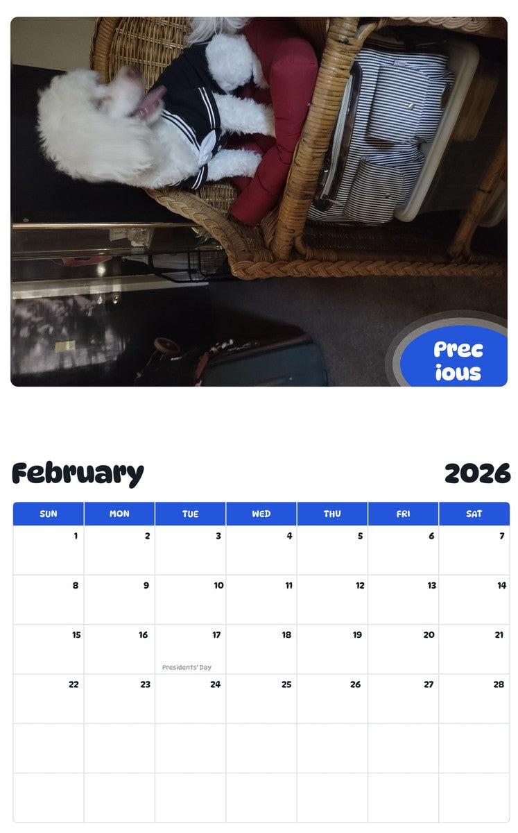 October 2025 - September 2026 Precious - Pawidols Pet Calendar