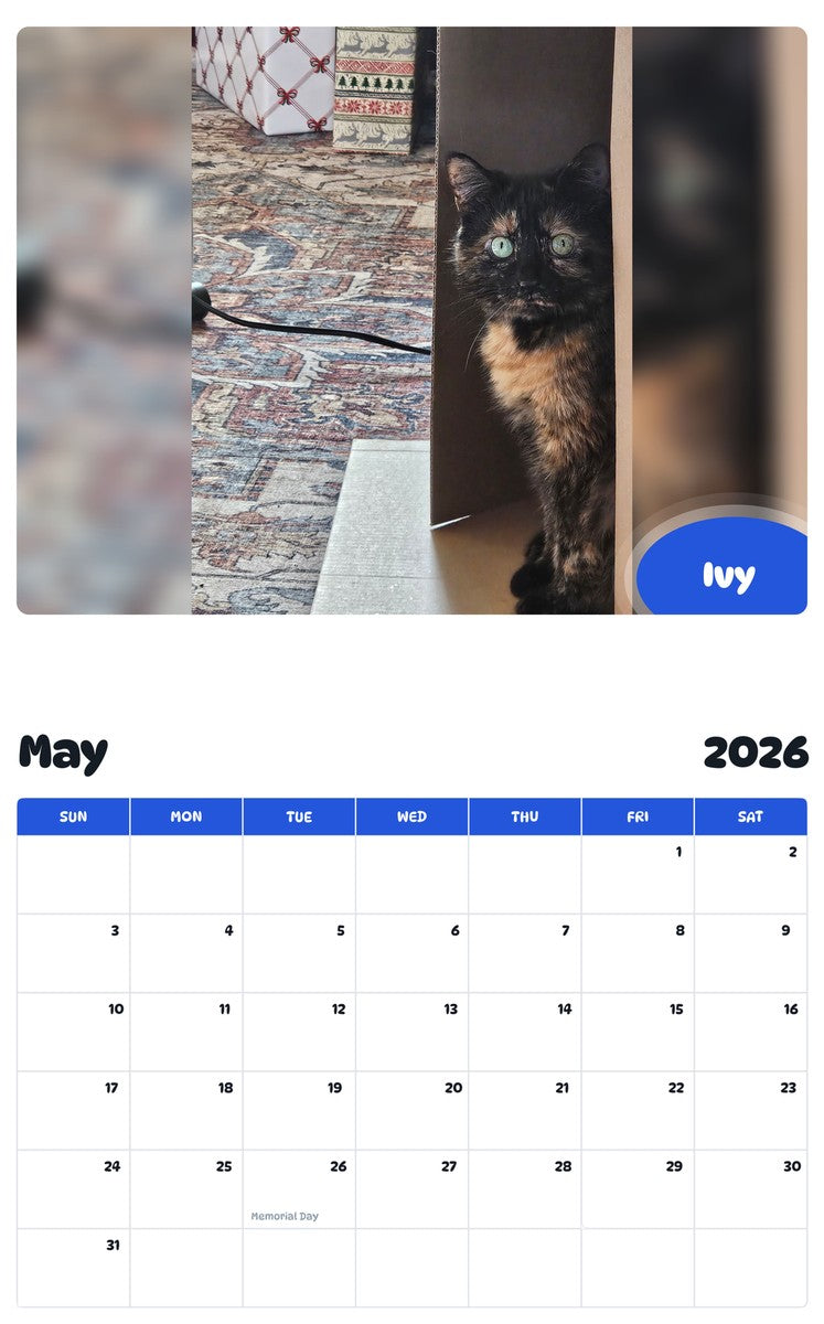 2026 - 2027 Ivy - Pawidols Pet Calendar